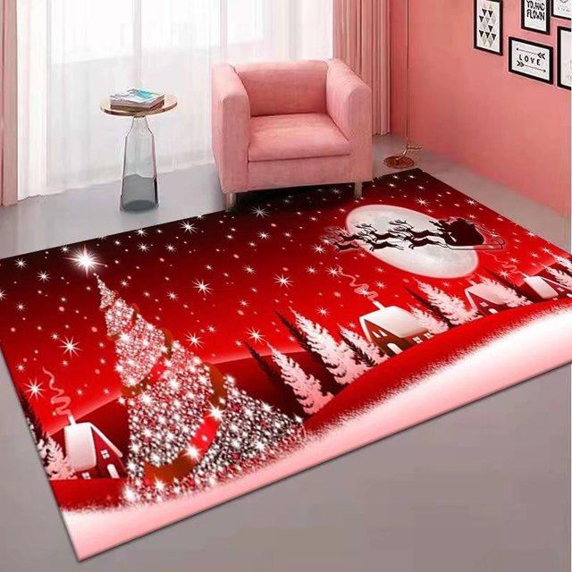 Santa Claus Pattern Carpet Modern Style Living Room Large -Scale Decorative CushionYear 'S Bedroom Festive Bedside Carpet