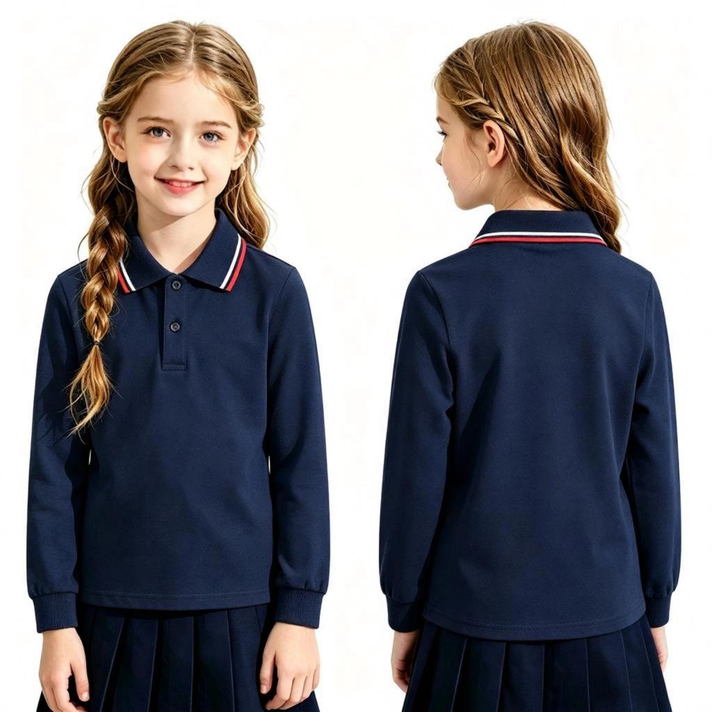Children's Long Sleeve Cotton T-Shirt for School Everyday Wear -