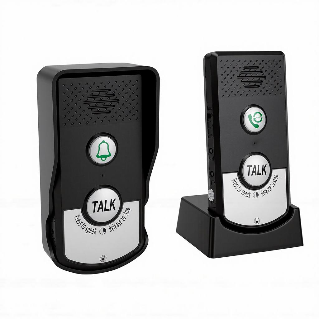 Wireless Doorbell Rechargeable Battery Operated 3280.8ft Range 2 Way Voice Intercom Doorbell for Home Hospital Black