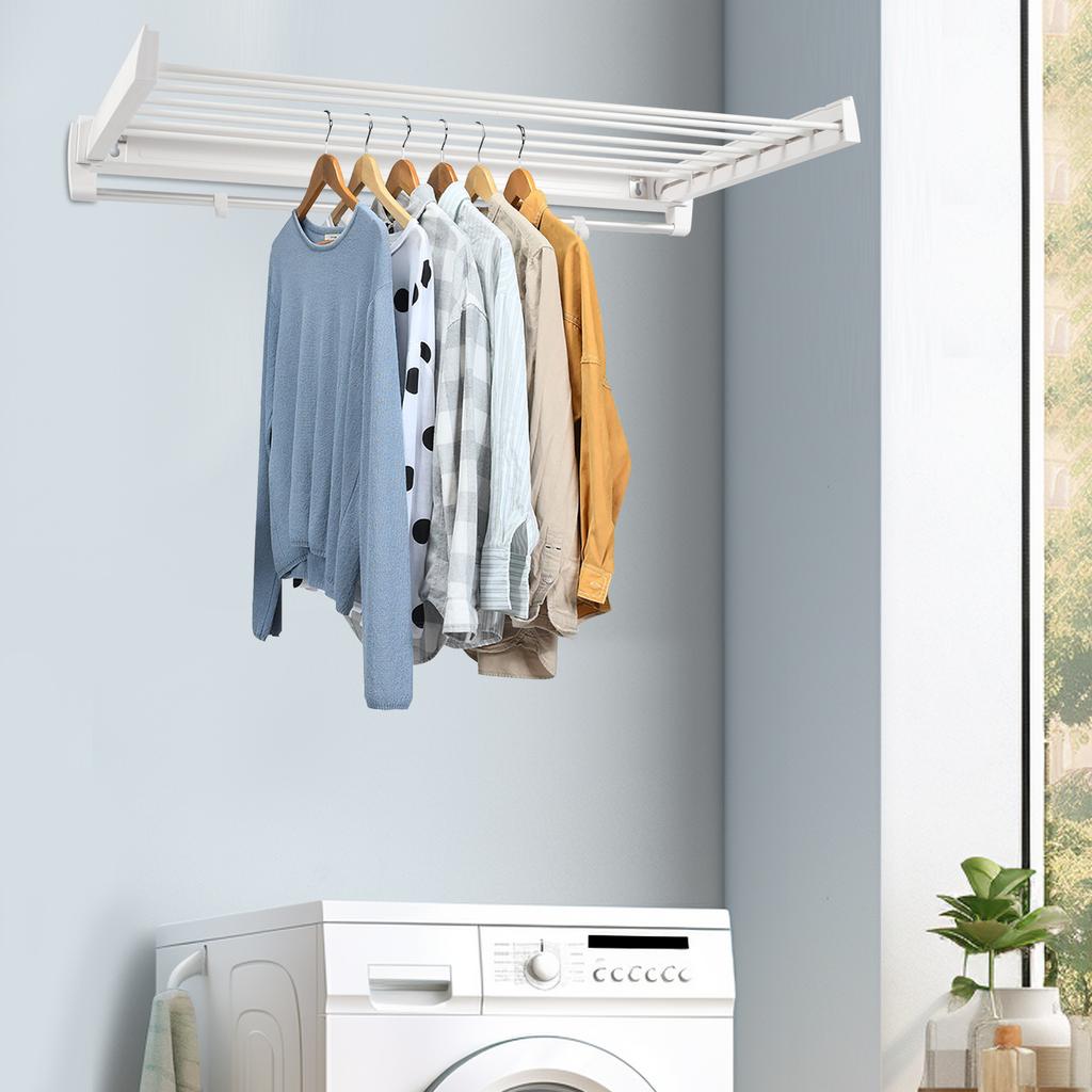 Retractable Clothes Drying Rack, Wall Mount Scalable Hanging Rack Collapsible Drying Rack Bathroom Laundry Rack Clothes Hanger