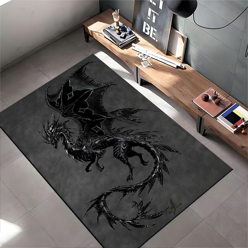 "Black Dragon Fantasy Art Carpet" suitable as a non-slip mat for the living room or bedroom sofa