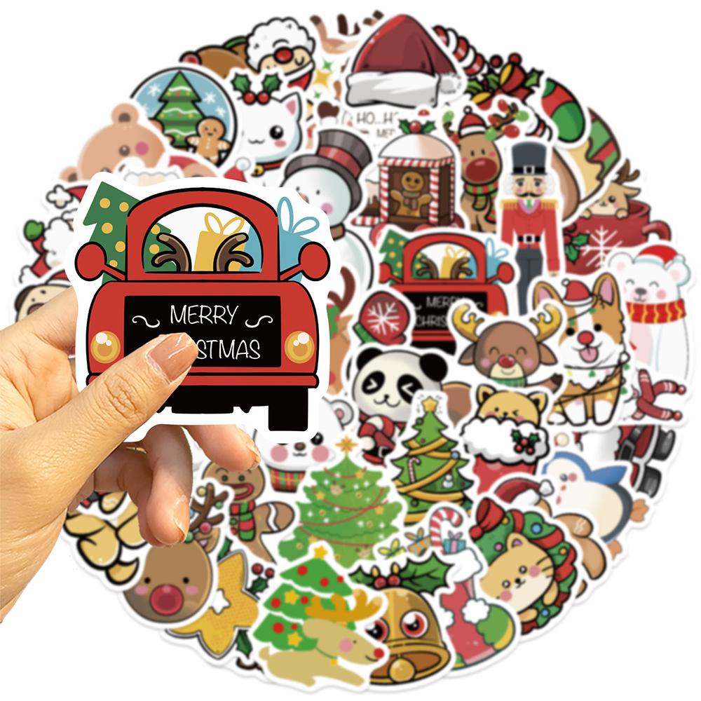 10/30/50pcs Funny Christmas Santa Claus Animal Stickers Cute Cartoon Decals DIY Laptop Water Bottle Phone Graffiti Sticker Pack