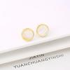 Natural Shell Square Round Butterfly Gold/Silver Stud Earrings Minimalist for Women Girls New Fashion Jewelry Daily Wear