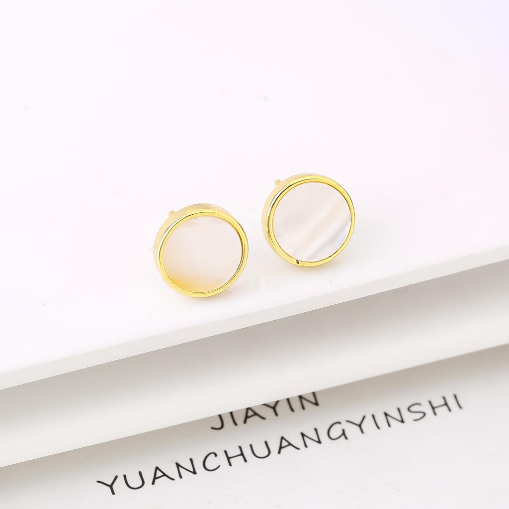 Natural Shell Square Round Butterfly Gold/Silver Stud Earrings Minimalist for Women Girls New Fashion Jewelry Daily Wear