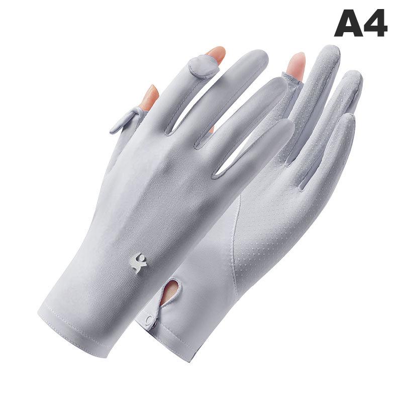 Summer  Sunscreen Gloves For Women Solid Color Uv Protection Ladies Gloves