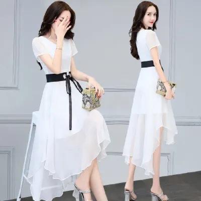 Summer Slim Chiffon Dress Summer New Women's Clothing Korean Version Thin Medium and Long Small Fragrant Skirt Children