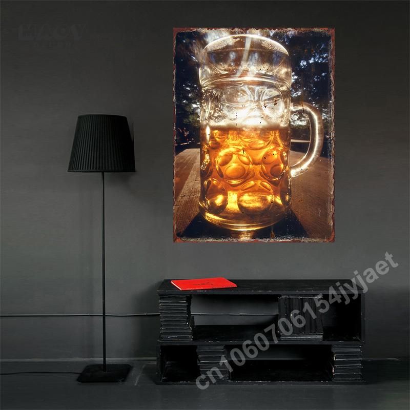 Beer HD Metal Tin Sign Party Music Bar Pub Club Wall Decor Art Background Plaque Vintage Pattern Home Kitchen Iron Plate Poster