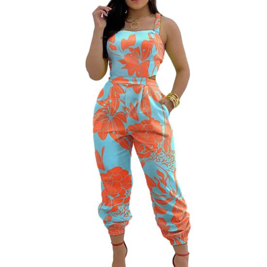 

Женский комбинезон без рукавов с принтом в тон, на шнуровке, с бантом, с перекрестными карманами на щиколотке, с открытой спиной и высокой талией, женский комбинезон для поездок на работу 2XL оранжевый