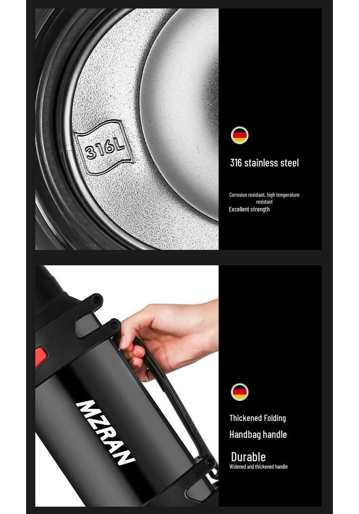 4L Stainless Steel Travel Thermos Mug for Men - Large Capacity Car Kettle Flask