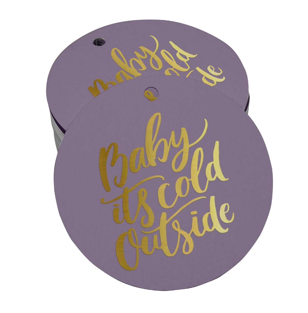 Inkdotpot Real Gold Foil Baby It's Cold Outside Baby Shower Tags Favor Hang Paper Tags 100