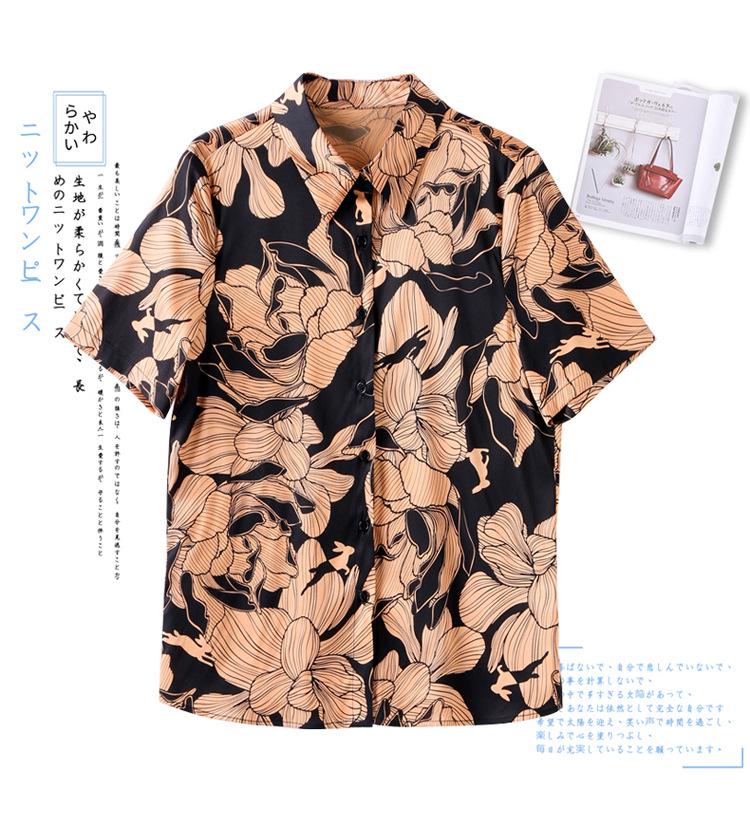Summer 2025 Mulberry Silk Top: Hangzhou Short-Sleeve Dress for Middle-Aged Women, Printed Design, Large Size