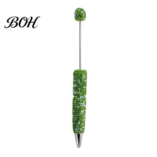 Crystal Diamond Gel Pen Beadable Pens, Bling Rhinestone Beaded DIY Bead Pen, Shaft Set Black Ink Ballpoint Pens for Decorations Office School Supplies