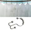 12PCS Shower Curtain Hooks Rustproof Metal Iron Double Sided Bath Curtain Hook Rings for Bathroom Bl