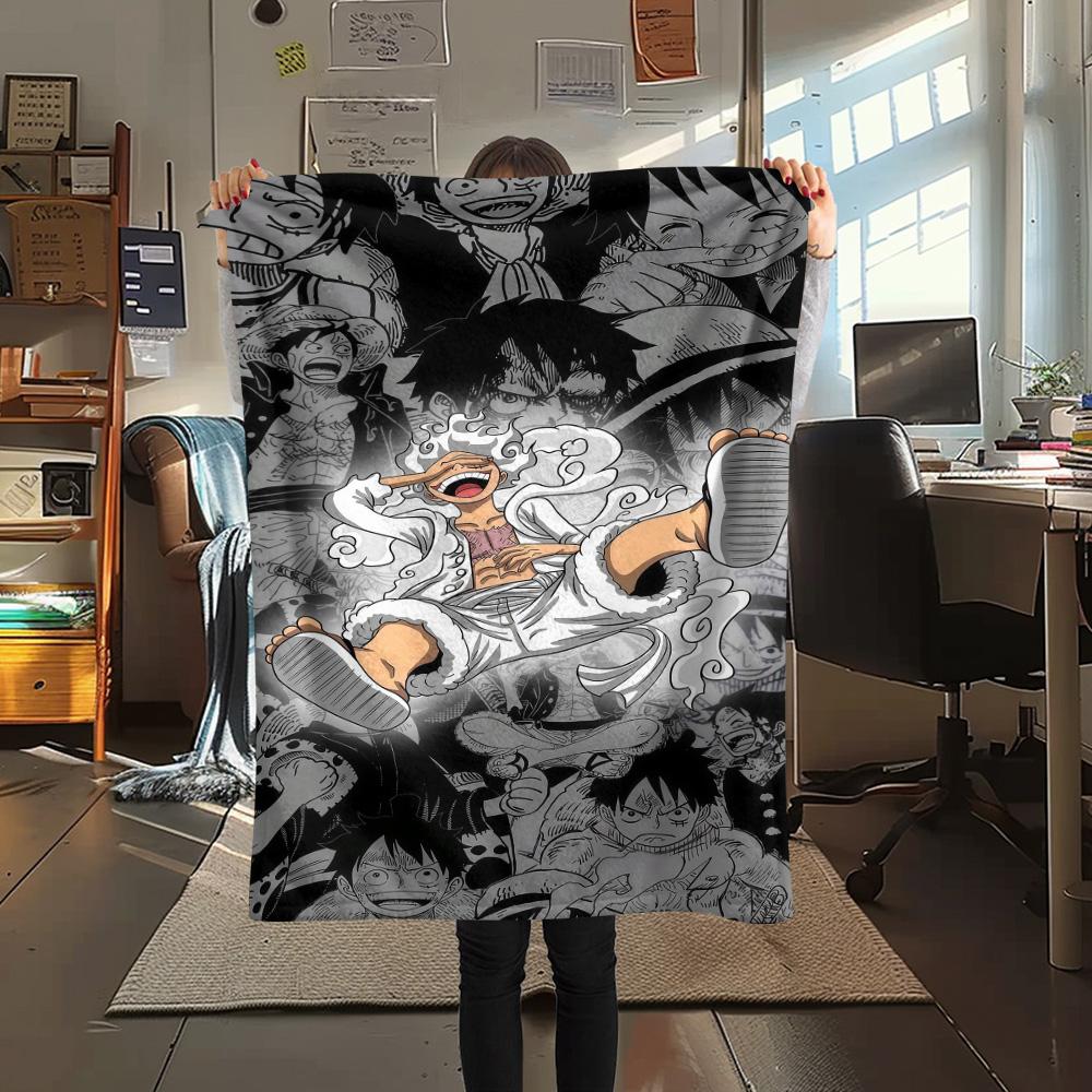 1PC Anime One Piece Patterned Flannel Blanket Suitable For All Seasons For Home Decor Warmth And Comfort Gifts Holiday Present