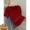 2026 Women’s Short Sleeve Square Neck Fashionable Durable T-shirt
