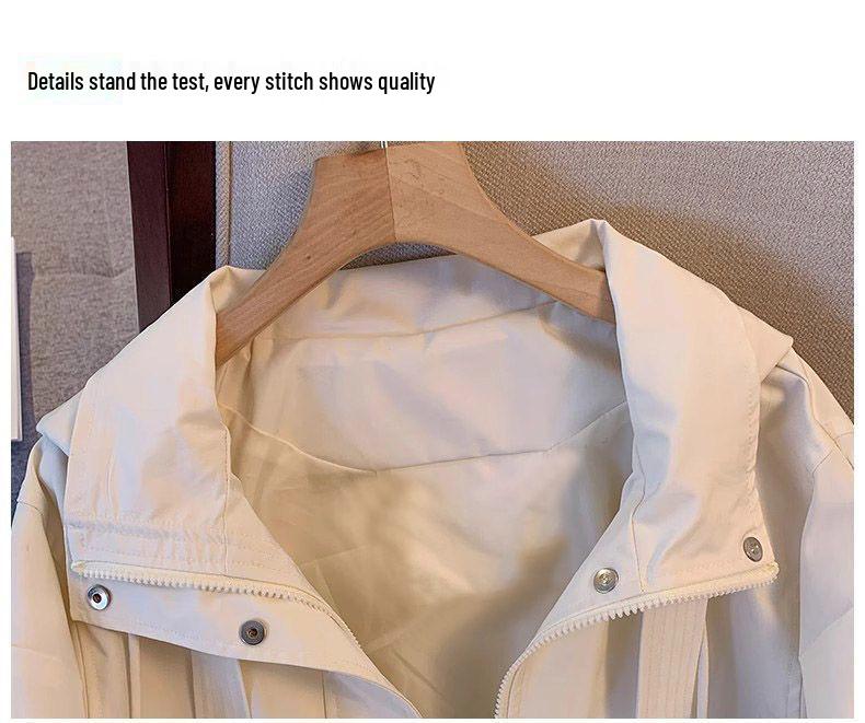 Petite Hooded Windbreaker: Casual Loose-Fit Jacket for Spring/Autumn Women