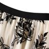 Women A-Line Skirt 3D Embroidered Leaf Print Double-Layered Mesh Tulle High Waist