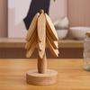 1 Set Christmas Tree Coaster with Base 3 Layers Tree Shape Wooden Trivet Anti-scald Heat Resistant Countertop Pot Pan Coffee Tea Cup Holder