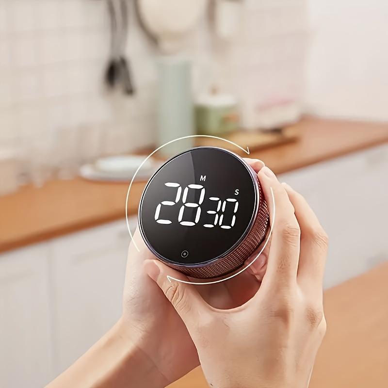 1pc Trendy Round Kitchen Timer Spinning Time Organizer for Cooking, Featuring LED Light Function, Ideal for Baking, Essential for Dorms,