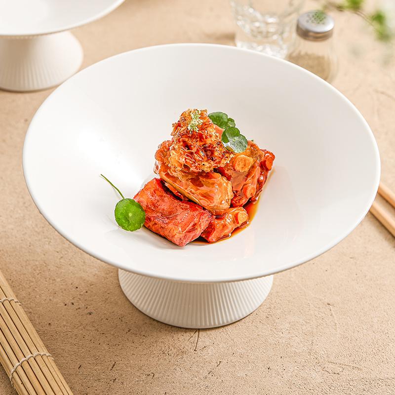 Creative Ceramic Plate high foot plate Luxury hotel tray dishes Cold dish plate Festival Fruit Bowl Snack Dessert Bowl tableware
