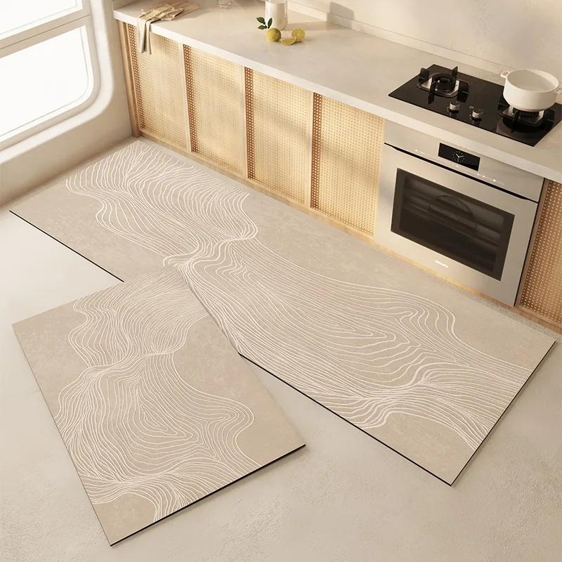 Kitchen Mat Waterproof Non-Slip Rugs Leather Carpet Anti-Fatigue Pvc Floor Mats Oil-Proof Easy To Clean Anti-Slip Area Long Rug