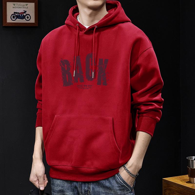 Men's Heavyweight Letter Print Hoodie - Autumn/Winter Thick Casual Jacket for Teens & Adults