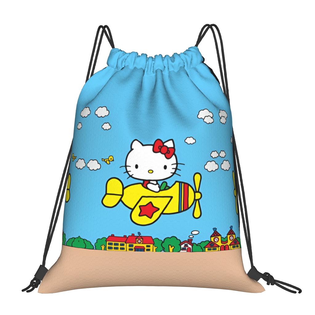 Custom Kitties Kitten Drawstring Backpack Women Men Sport Gym Sackpack Portable Cat Anime Shopping Bag Sack