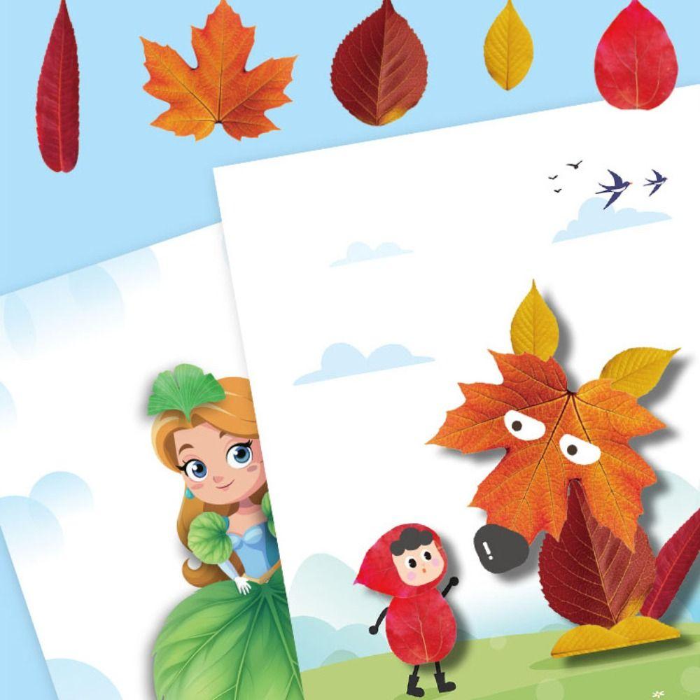 Educational Toys Leaf Painting Sticker Books Paper Cartoon Sticker Book  Toddlers