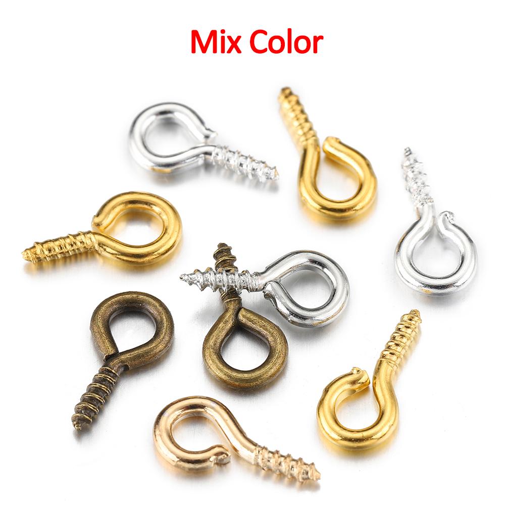 200pcs Small Tiny Mini Eye Pins Eyepins Hooks Eyelets Screw Threaded Clasps Hook for DIY Jewelry Making Findings Wholesale