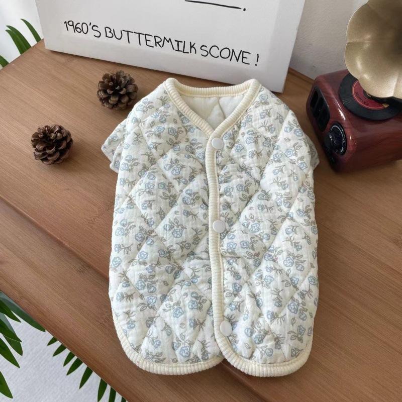 Flying sleeve gauze pet clothes cotton loungewear small dog puppy dog autumn and winter clothing warm kitten cat clothes