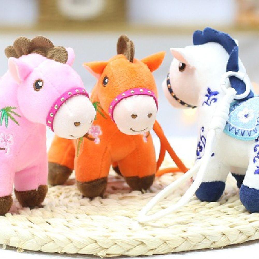 Creative Plush Horse Keychain 12cm Cartoon Steed Doll Plush Horse Doll Pendant Year of Horse