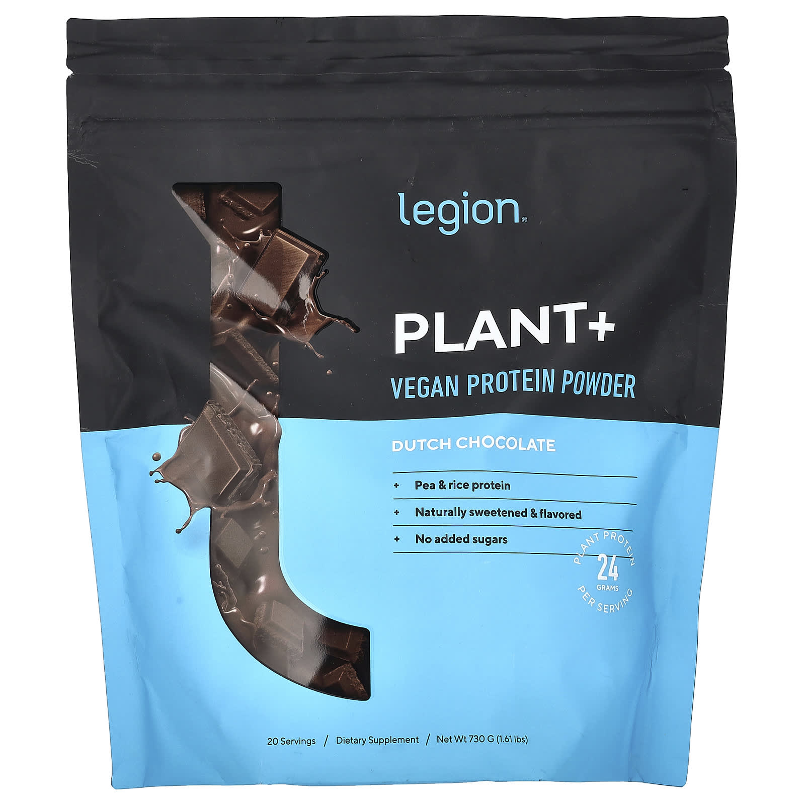 

Legion Athletics, Plant+, Vegan Protein Powder, Dutch Chocolate, 1.61 lbs (730 g)