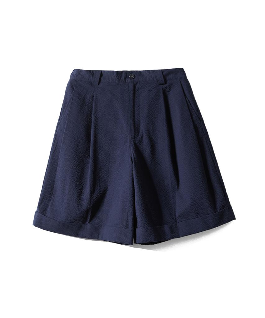 Holliseon Dimple Seersucker Wide Half Pants Navy