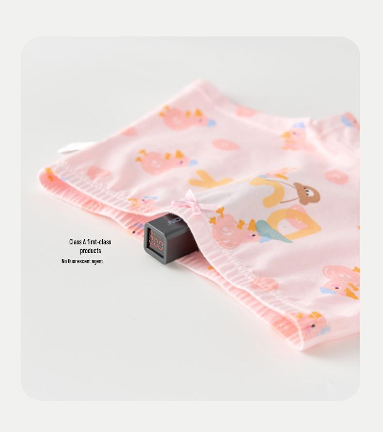 Paissen Bear Pure Cotton Girls' Antibacterial Boxer Briefs - 4-Pack Cartoon Shorts