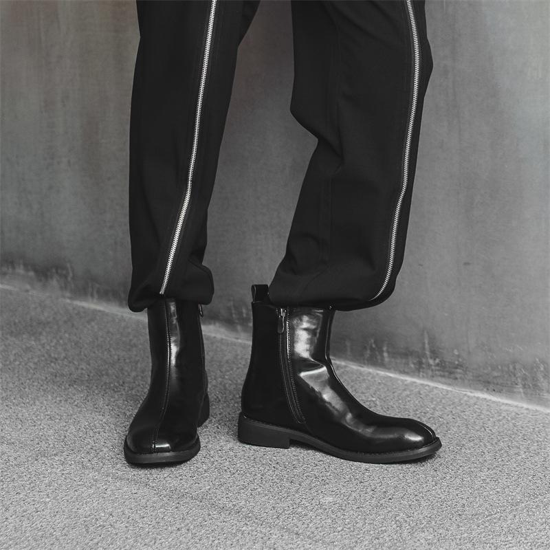 British-Style High-Top Chelsea Martin Boots with Side Zipper - Casual Leather, Autumn/Winter 2024