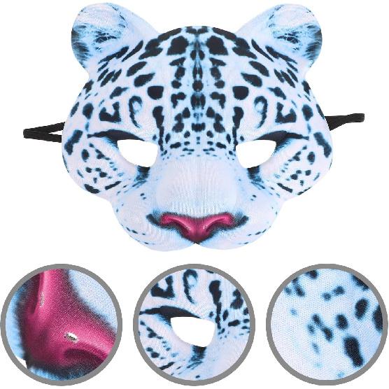 Leopard Mask Halloween Costume Zoo Animal Masks Halloween Eva Mask Snow Leopard Animal Mask Easter Carnival Party Masquerade Half Face Mask Halloween