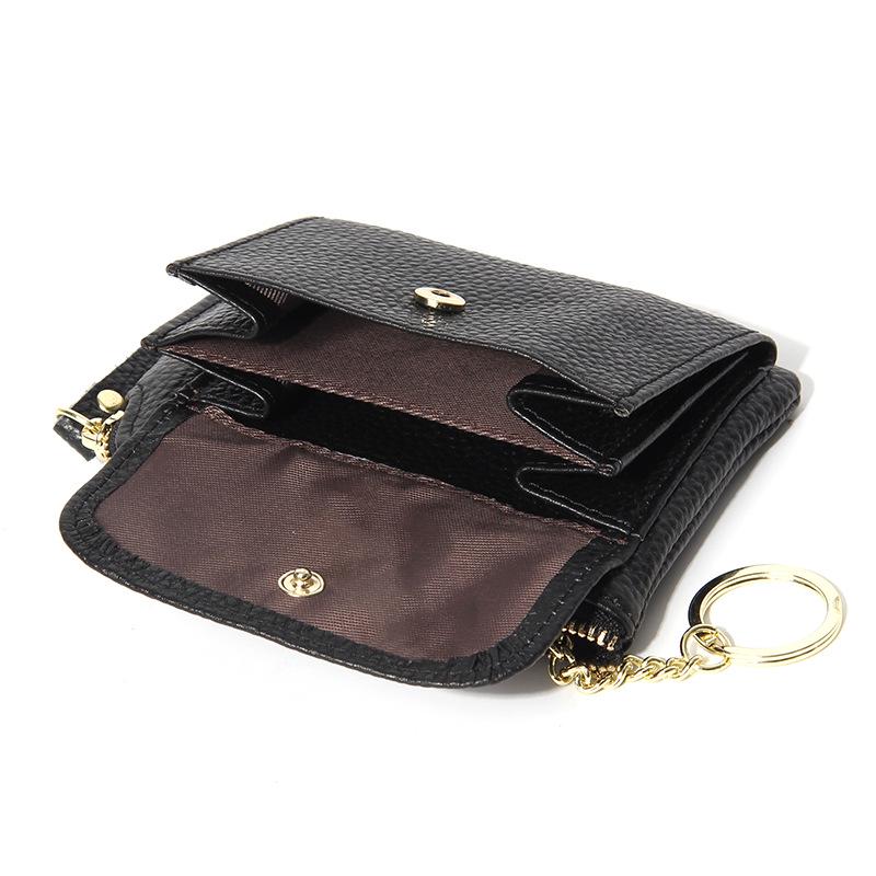 Japanese Cowhide Multifunctional Coin Purse & Card Holder - Genuine Leather Wallet with Key Attachment for Women