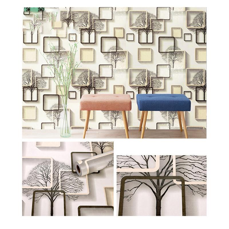10m/20m PVC Thickened Geometric Grid Tree Background Self-adhesive Wallpaper Renovation Stickers Hotel Home Decor