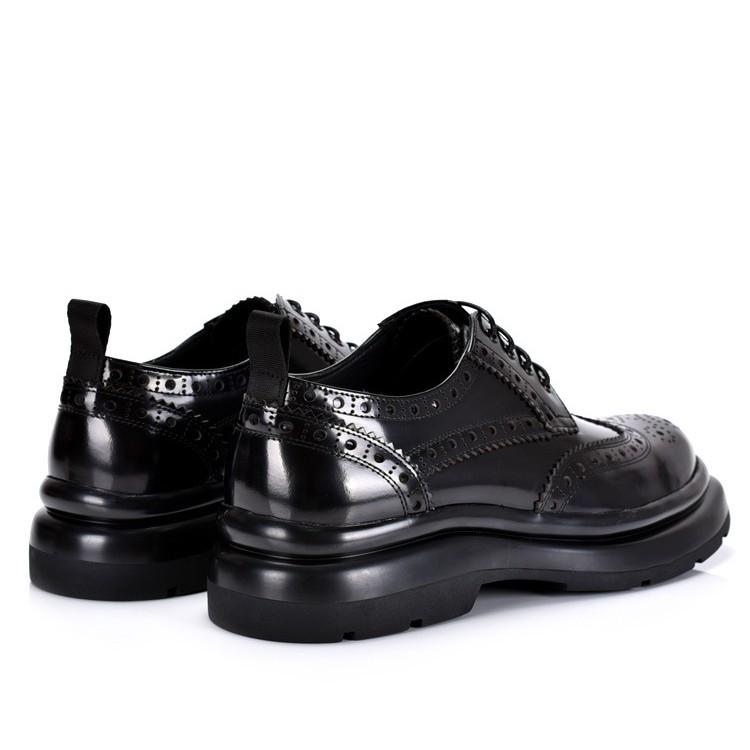 Men's Genuine Leather Brogue Lace-up Shoes: Spring/Autumn Style, Thick Sole, Carved Cowhide, British Business Casual
