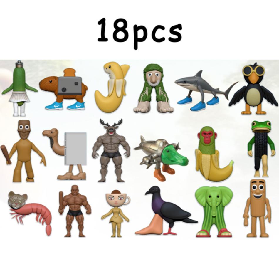 8-12Pcs Italian Brainrot Anime Action Figure Set Tung Tung Sahur Tralalero Tralala Bombardino Crocodilo Figures Model Toy Gifts