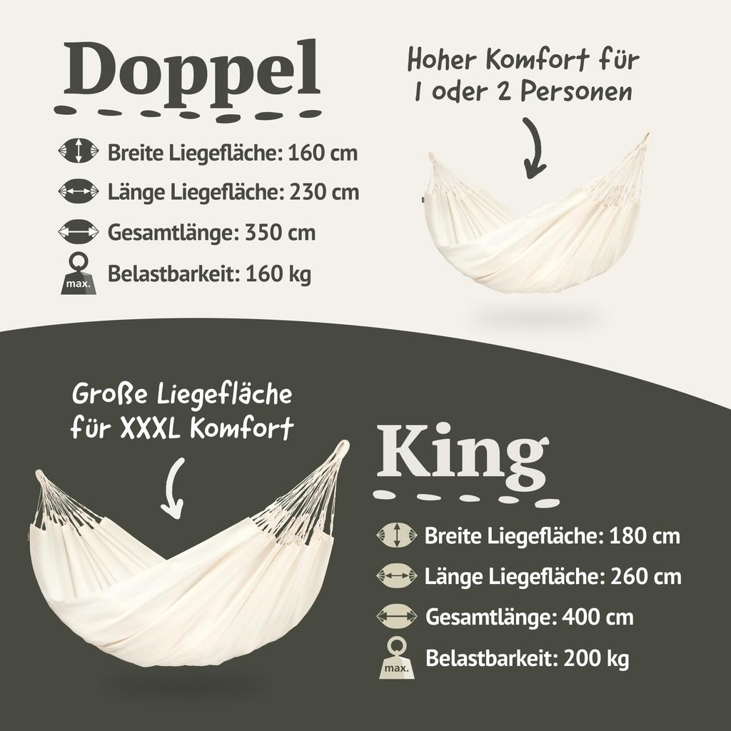 La Siesta Hammock Family Size Brisa for People Outdoor Camping Indoor Family Vanilla Classic Hammock Brisa Kingsize Vanilla [La Siesta] 1-3 BRH18-1