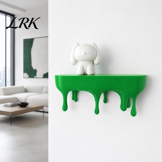 Black Floating Shelf Melting Dripping Wall Shelf, 3D Printed Fun Creative Decor Display for Home Storage Living Room