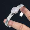 Sterling Silver Natural Rose Quartz Mother Heart Chakra Wedding Bangle Bracelet