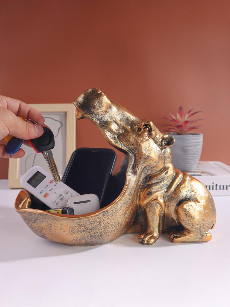 Creative Hippo Craft Ornament Modern Home Decor Artwork Entryway Key Storage Decoration Piece