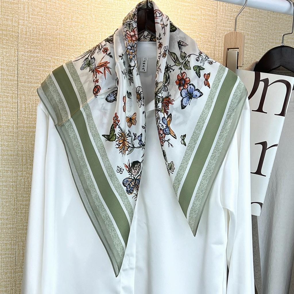 Early Spring 70 Plain Satin 100% Mulberry Silk Silk Scarf Medium Square Scarf Silk Scarf Shawl Versatile Scarf