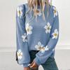Autumn 2024 Women's Floral Knit Pullover Sweater - European & American Style, Long Sleeve, Round Neck, Casual Fit