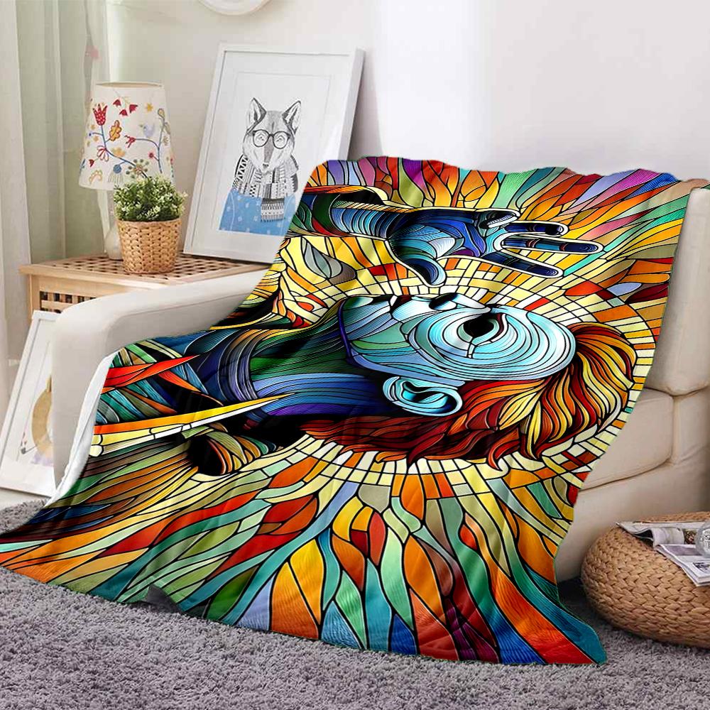 1Pc Colorful Abstract Fusion Flannel Blanket, Soft And Comfortable, Casual Warm, Camping Travel, Christmas, Halloween Xmas Gift S1776