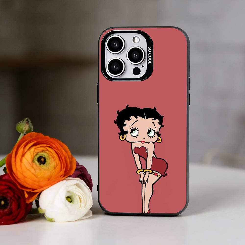 C-Cute cartoon B-Betty B-Boop Phone Case For iPhone 17,16,15,14,13,12,11 Plus,Pro Max,XS,Colorful Silver Phone case Funda Cover iPhone13PROMAX