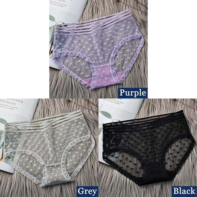 3pcs Sexy Lace Transparent Panties for Women Underwear Fashion Panty Lingerie Breathable Hollow Out Briefs Female Underwear