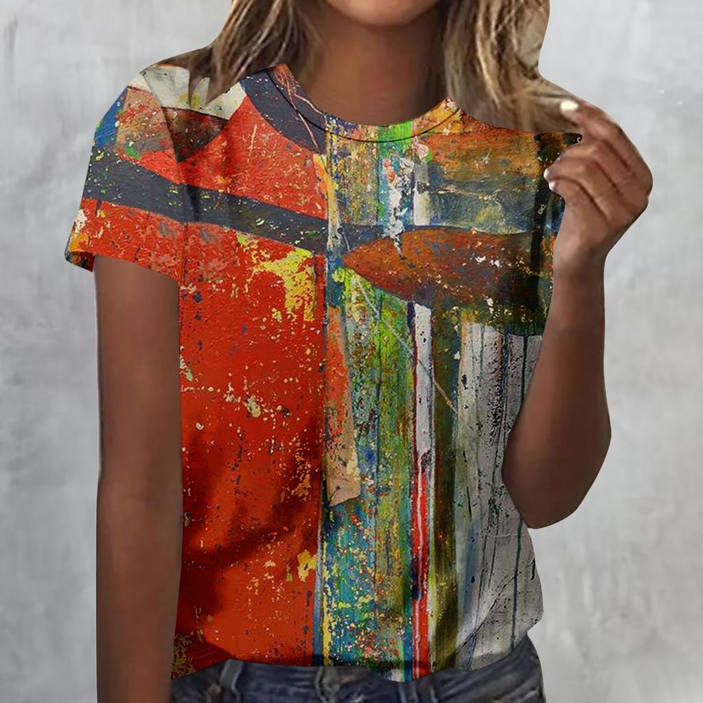 Vintage Oil Painting 3D Print T-Shirts Women Casual O-Neck Short Sleeve T Shirt Harajuku Tees Streetwear Y2k Top Female Clothing
